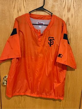 STARTER San Francisco Giants Short-Sleeve Pullover jacket with Black Accents XL